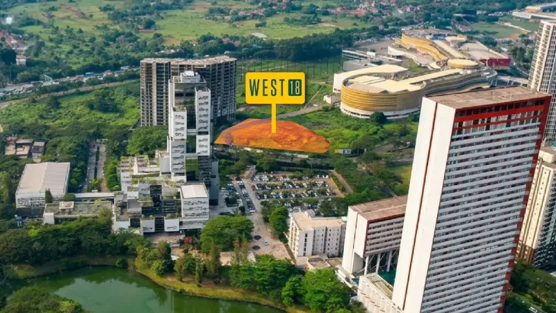 Foto udara lokasi Ruko West18 di antara BINUS dan Mall @ Alam Sutera